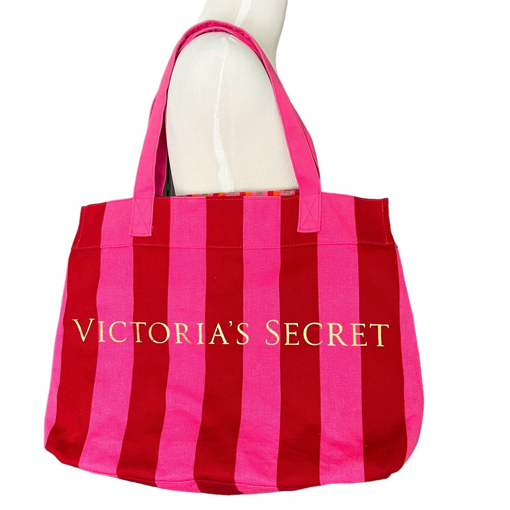 Victorias Secret Retro Pink Stripe Travel Bag Overnight Bag
